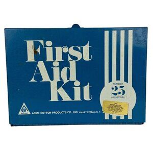 Acme Cotton Products No 25 Metal First Aid Kit EMPTY BOX Vintage 1978